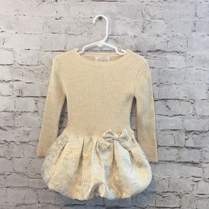 NWOT Girls Special Occasion Dress Gold/Cream 2T